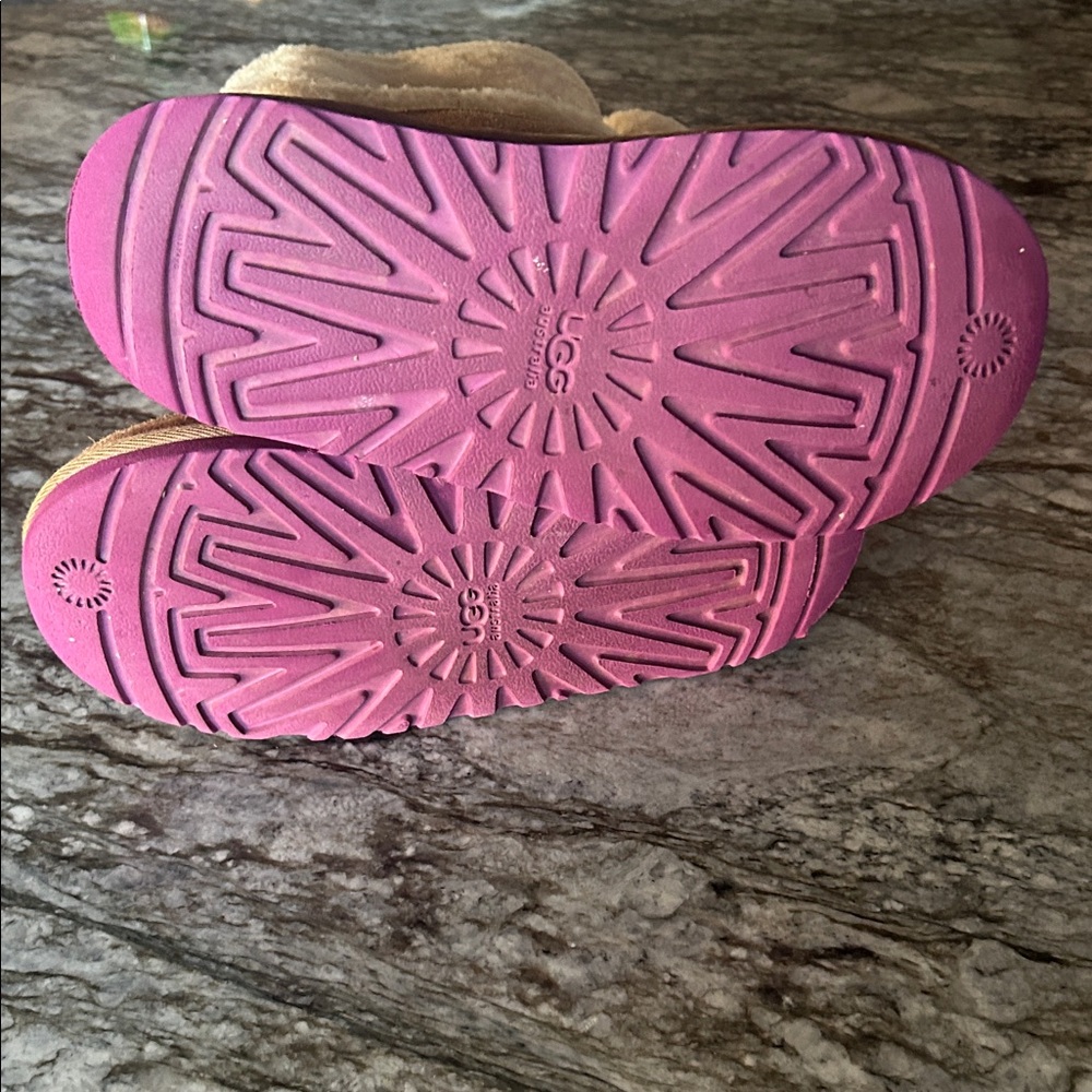 UGG Kids' Furry Boots with Colorful Bows - Cream, Pink, Purple, Blue - Picture 4 of 4